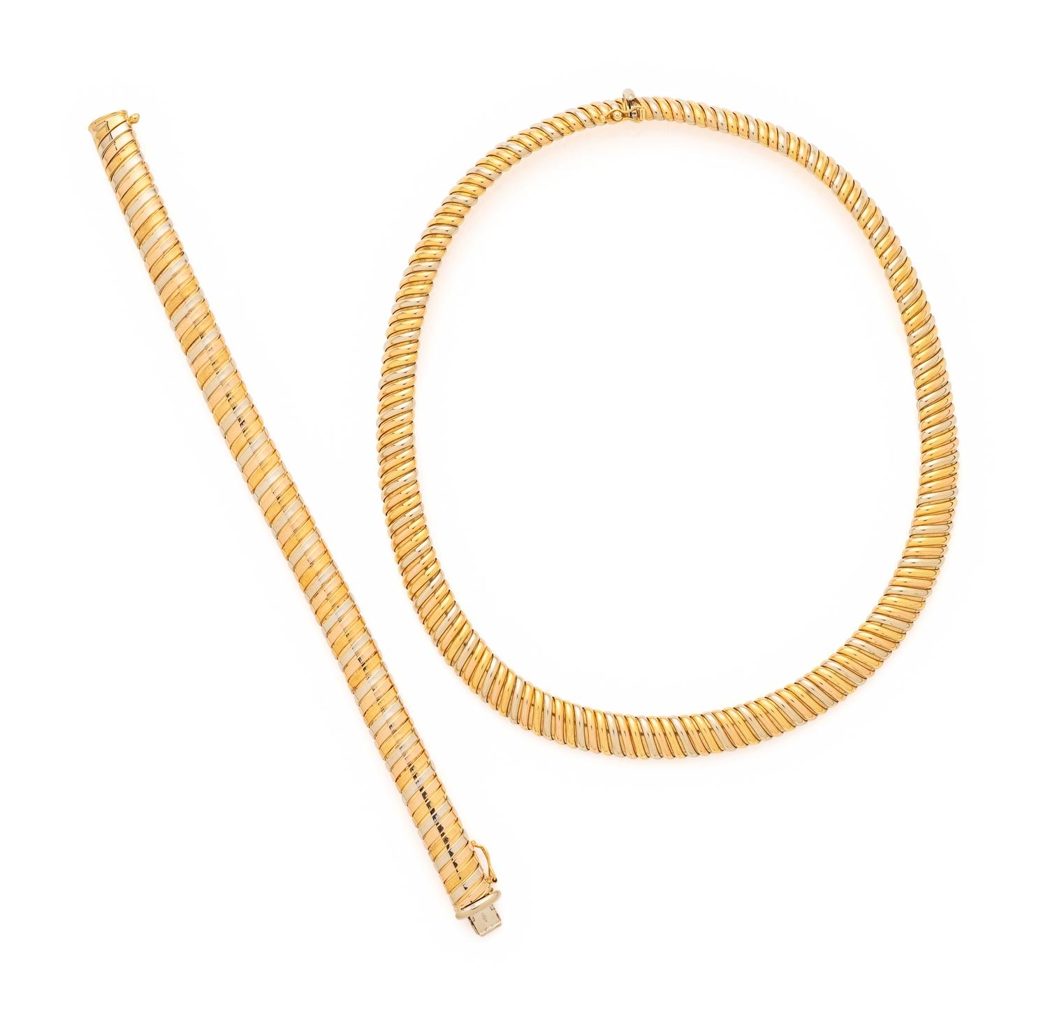 BICOLOR GOLD NECKLACE AND BRACELET