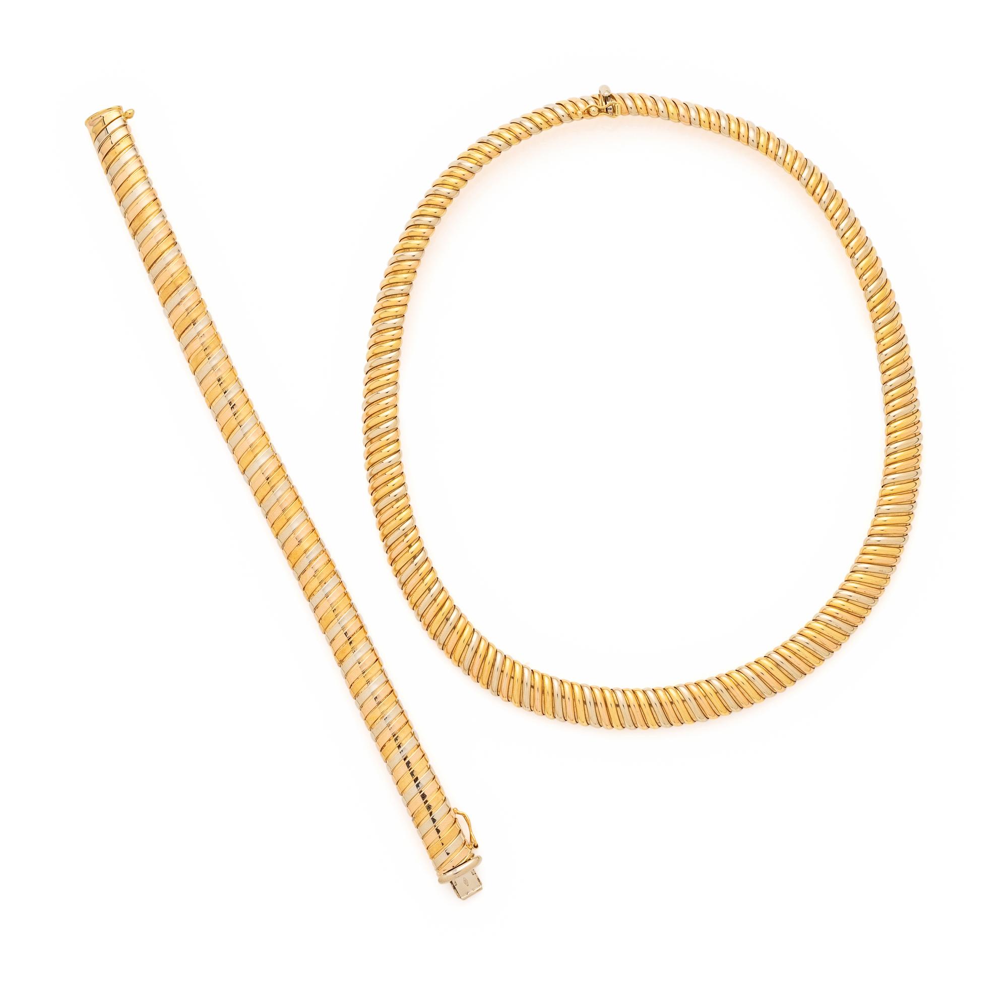 BICOLOR GOLD NECKLACE AND BRACELET