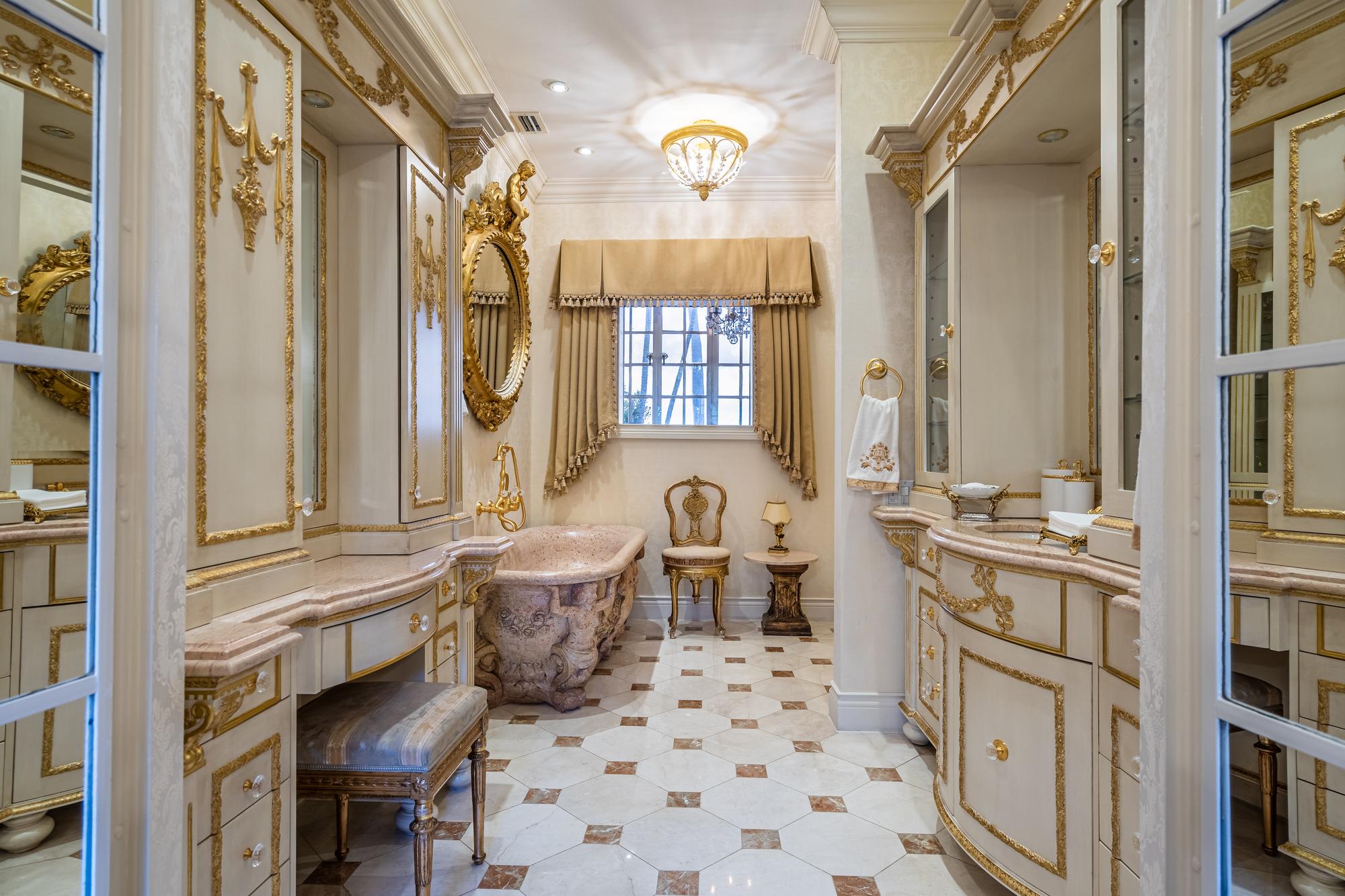 An Italian Carved Rouge Marble Bath Tub — 20th Century