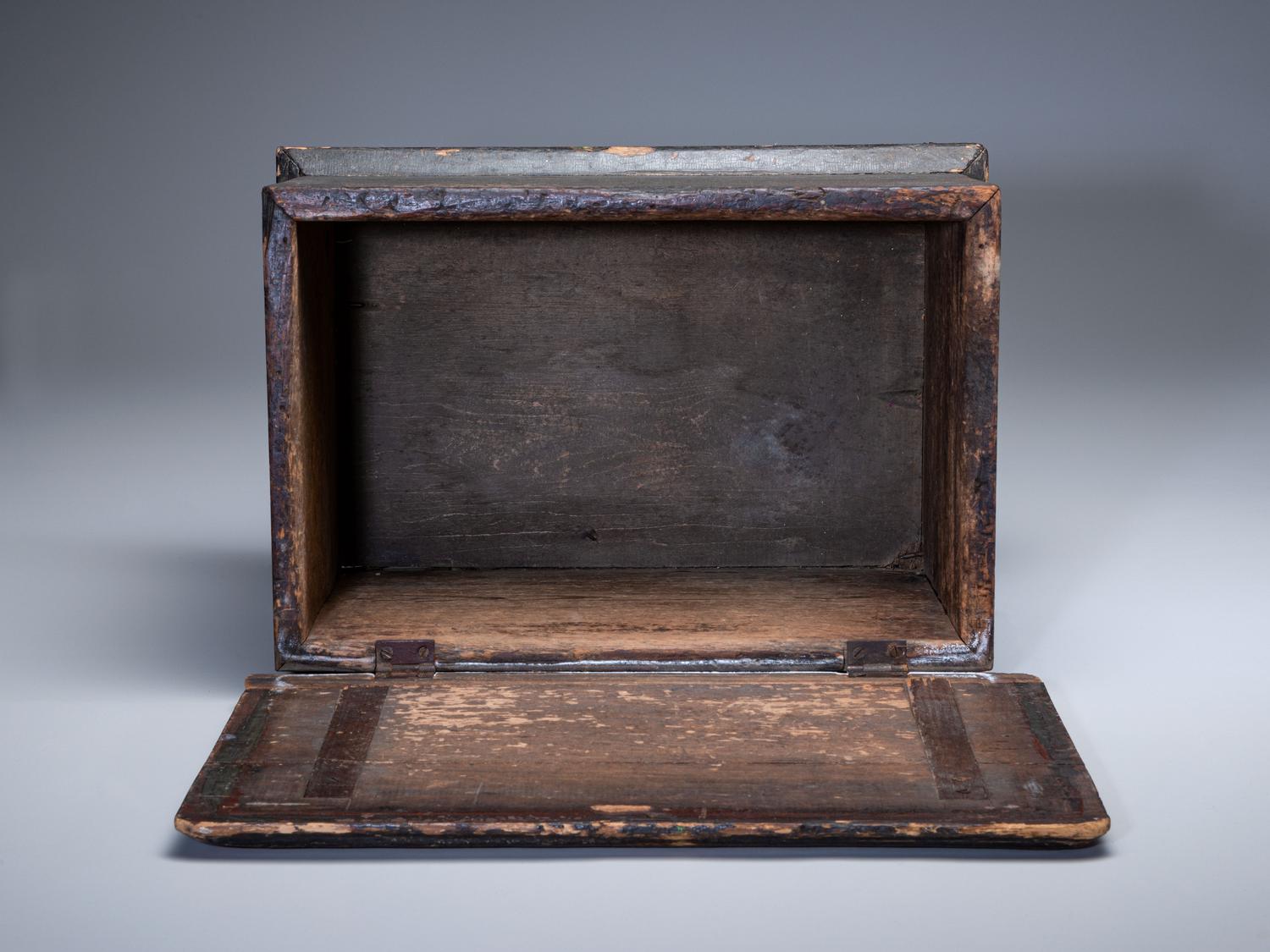 A Country Grayish Green Painted Pine Miniature Blanket Chest
