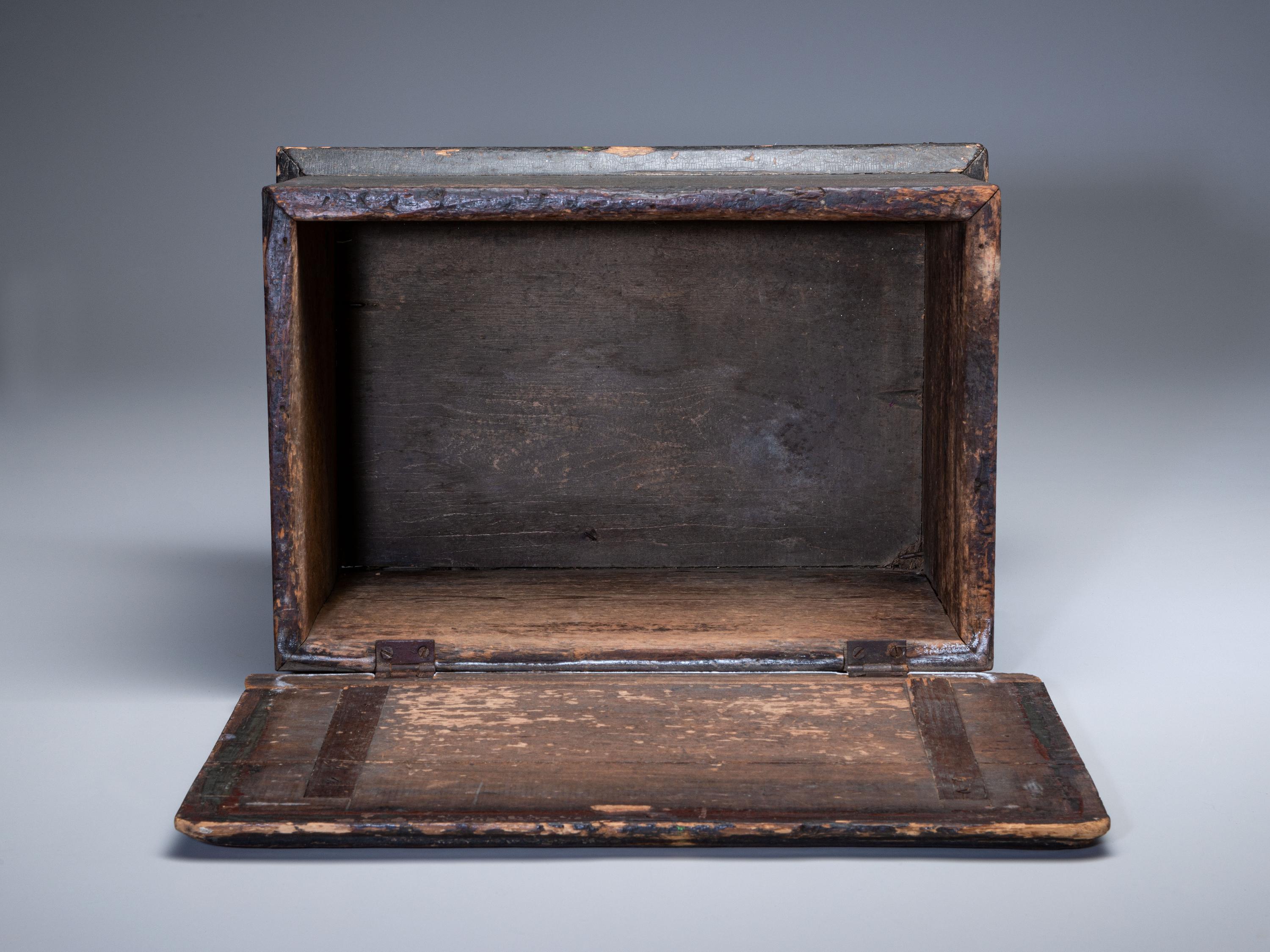 A Country Grayish Green Painted Pine Miniature Blanket Chest