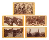 [WESTERN AMERICANA]. MUYBRIDGE, Eadweard (1830-1904), photographer. A group of 9 stereoviews of railroad and landscape views. San Francisco, CA: Bradley & Rulofson.