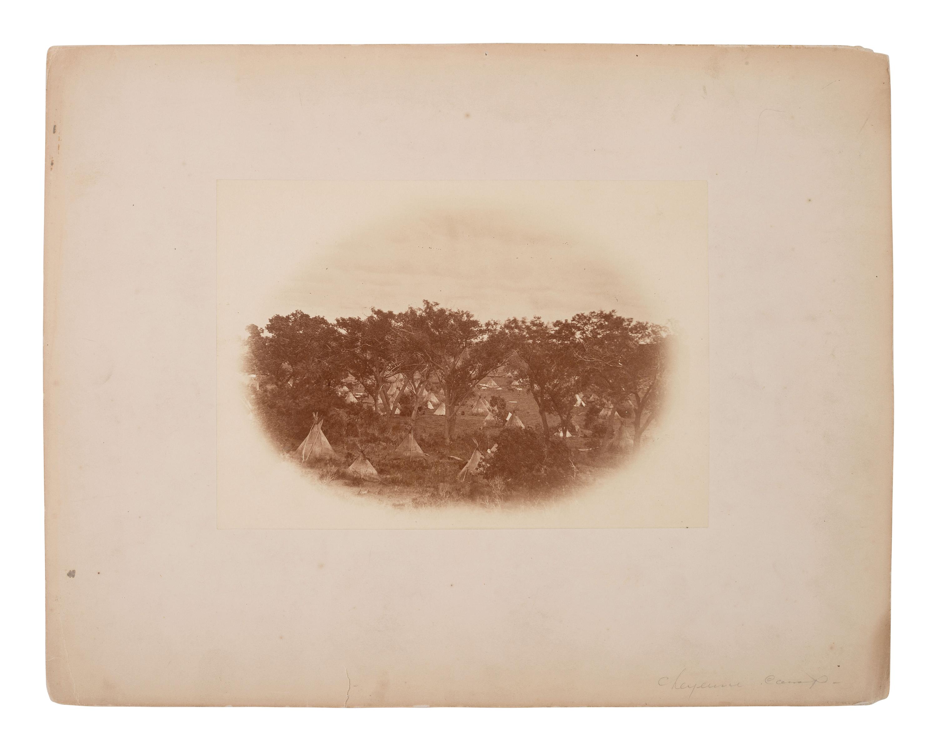 [SOULE, William S. (1836-1908), photographer]. Photograph of an Indian encampment near the Canadian River, Indian Territory. Ca 1868.
