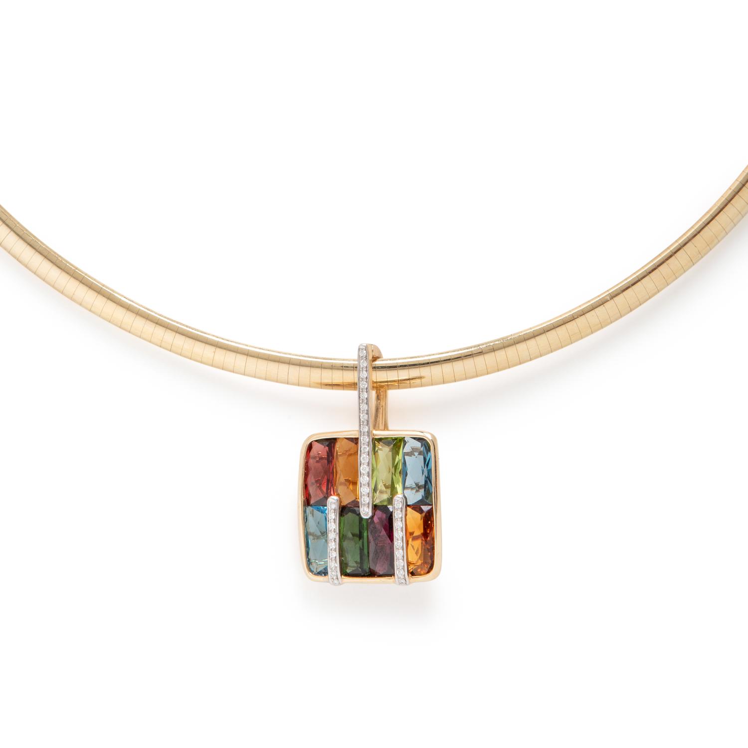 Bellarri, Two Multigem Pendants with Omega Chain