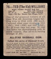 A 1948 Leaf Ted Williams Baseball Card No. 76 (PSA Authentic),
