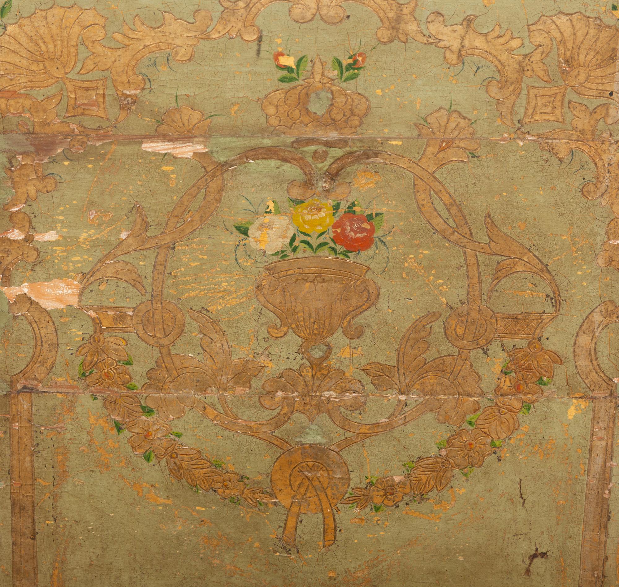 A Venetian Painted and Parcel Gilt Rocking Cradle