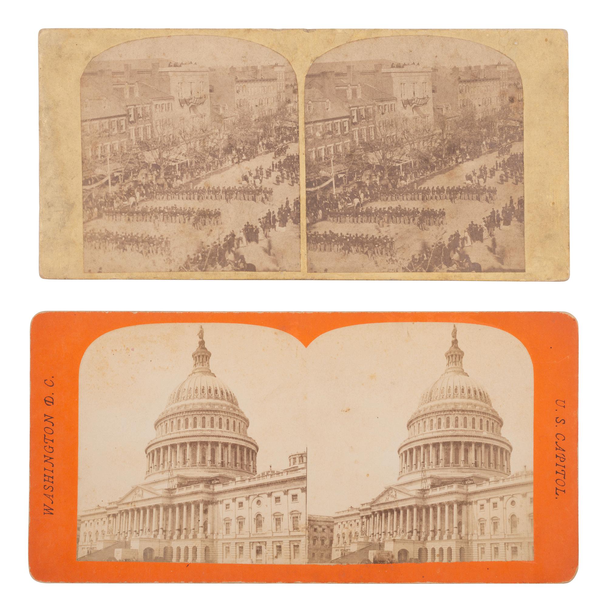[LINCOLN, Abraham (1809-1865)]. The Lincoln funeral in WASHINGTON. 10 stereoviews, incl. procession.