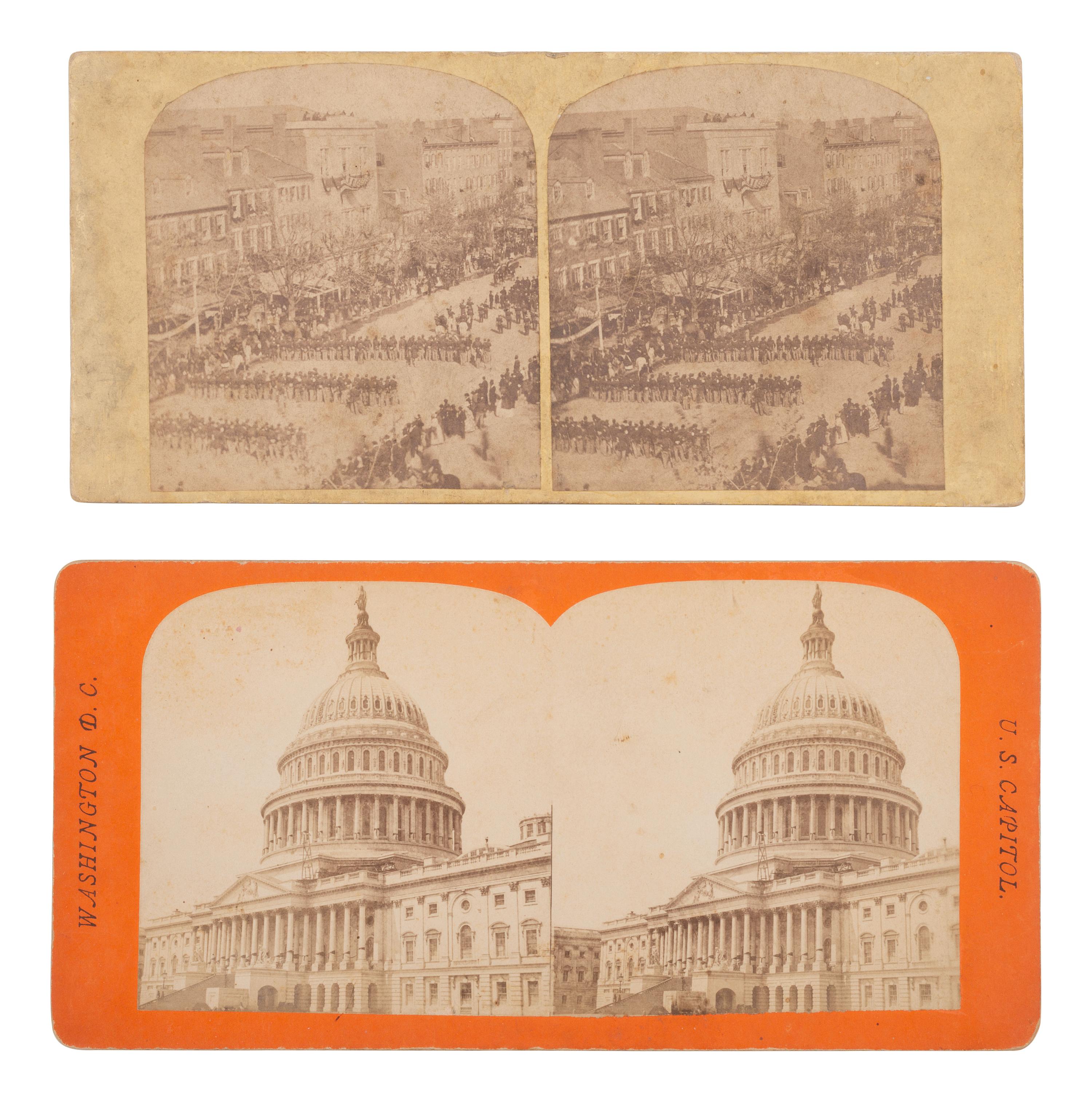 [LINCOLN, Abraham (1809-1865)]. The Lincoln funeral in WASHINGTON. 10 stereoviews, incl. procession.