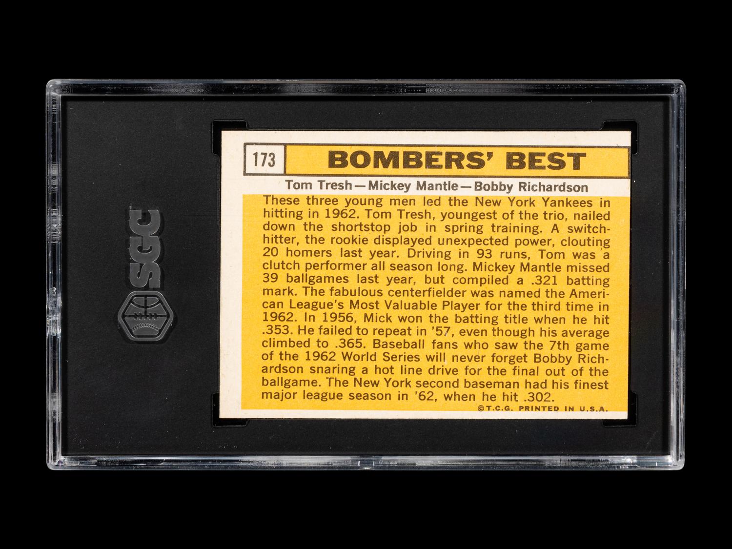 A 1963 Topps Bombers Best Baseball Card No. 173 (SGC 5 EX)