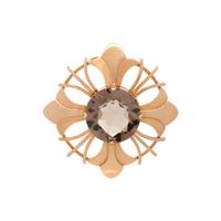 YELLOW GOLD AND SMOKEY QUARTZ BROOCH