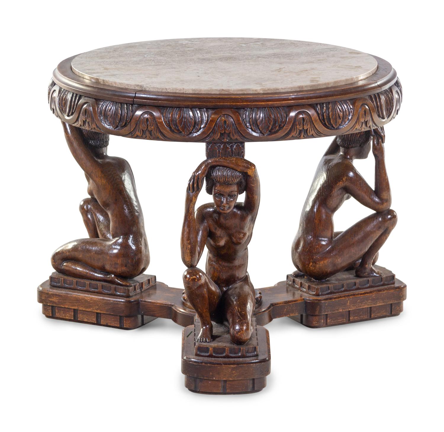A Northern European Oak Figural Table