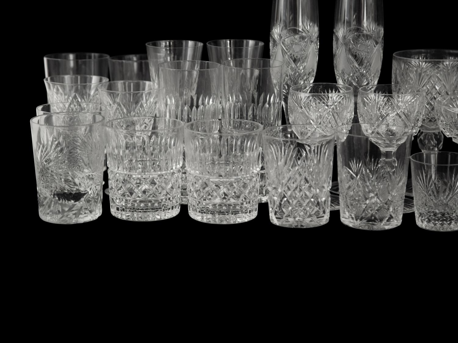 An Extensive Collection of Cut Glass Barware