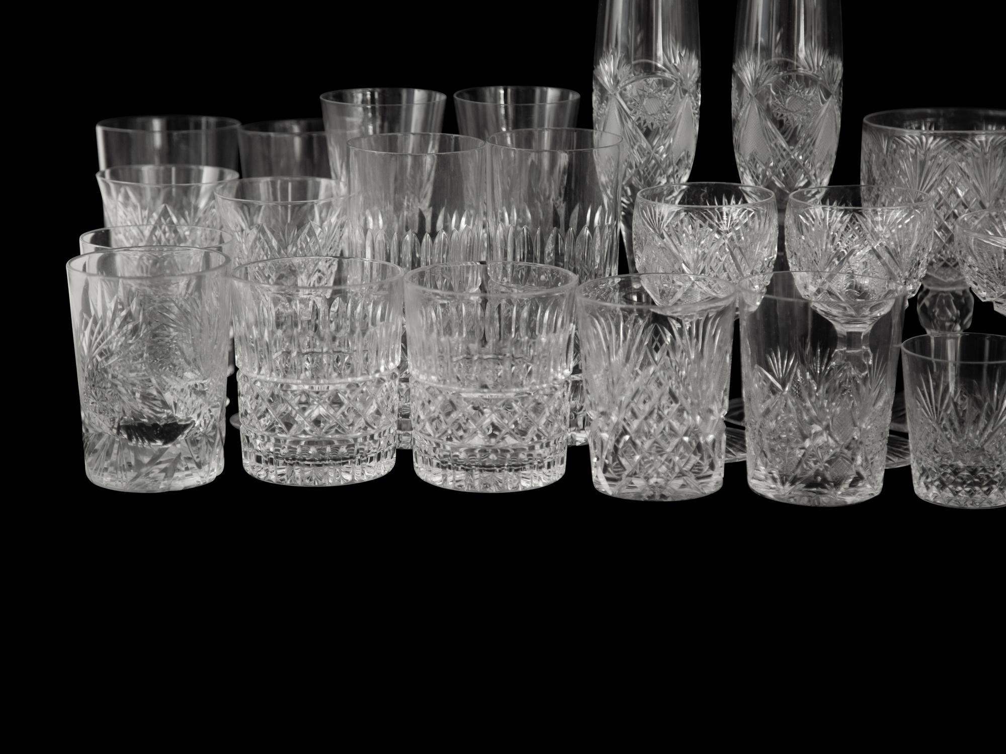 An Extensive Collection of Cut Glass Barware