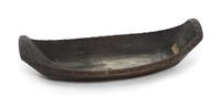 A Kwakwaka'wakw Wood and Brass Food Dish Height 6 1/4 x length 24 x width 12 1/2 inches. — LATE 19TH CENTURY