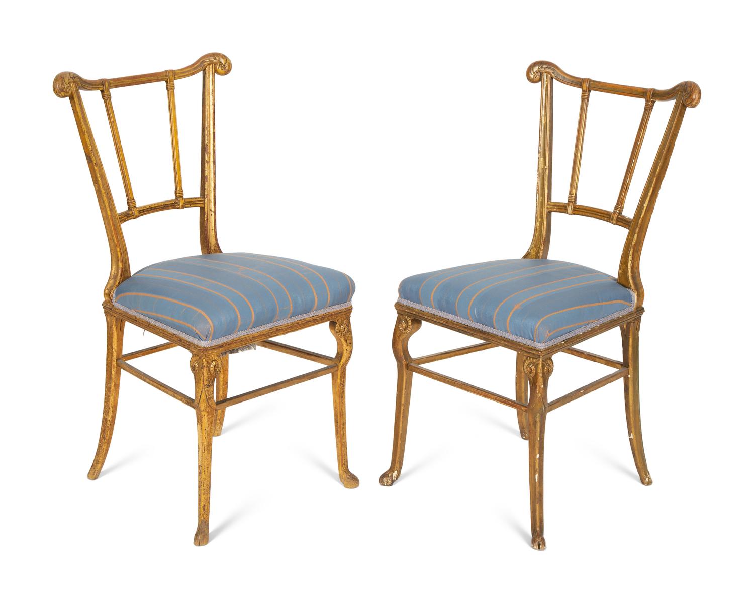 A Pair of North European Giltwood Side Chairs
