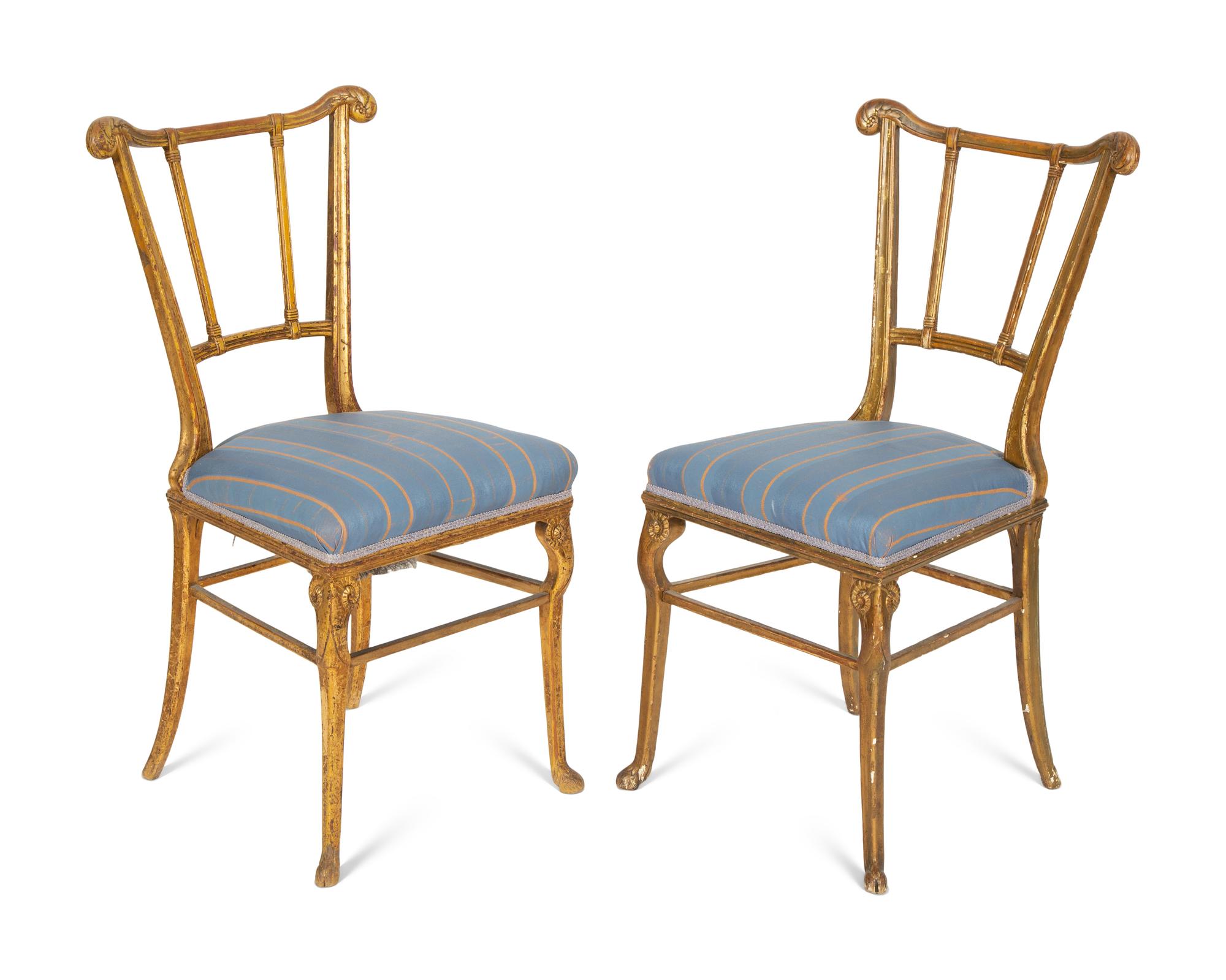 A Pair of North European Giltwood Side Chairs