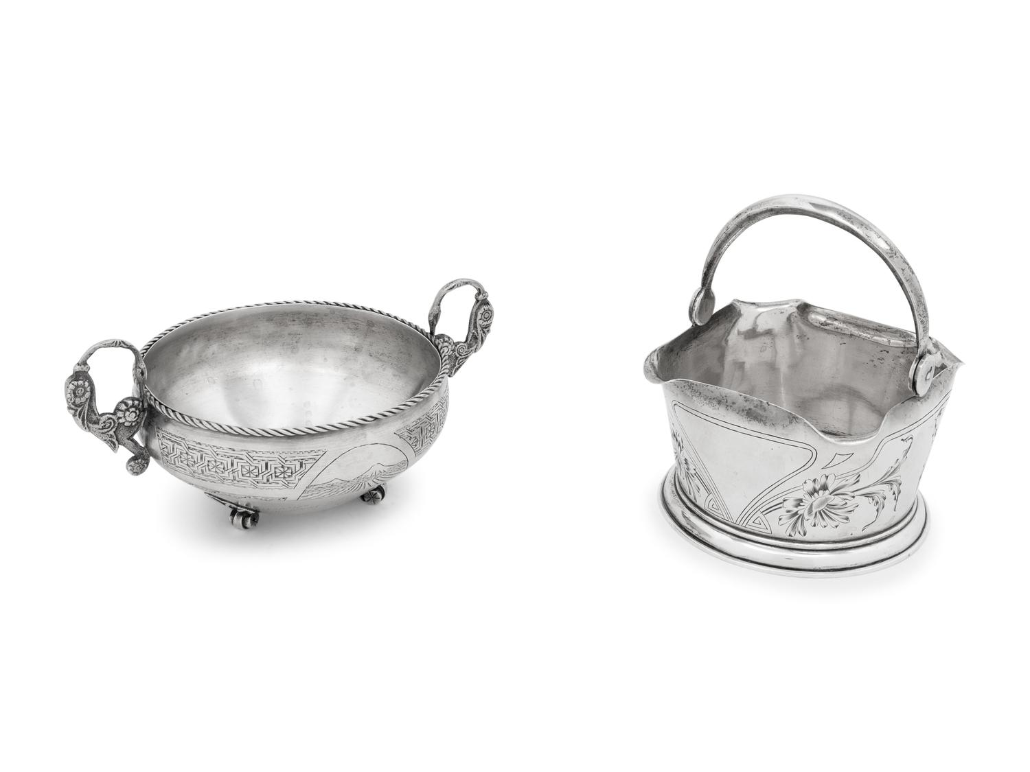 Two Russian Silver Sugar Dishes