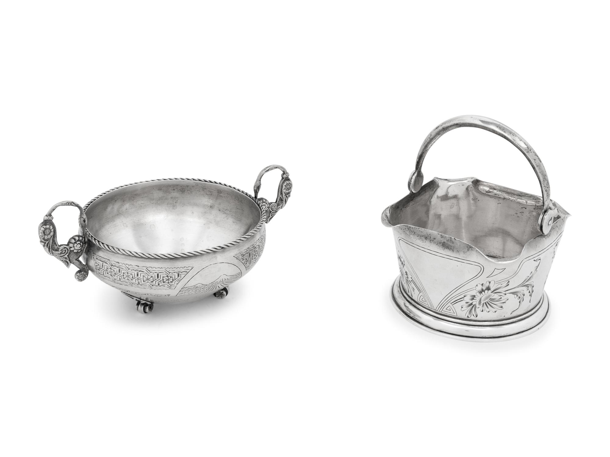 Two Russian Silver Sugar Dishes