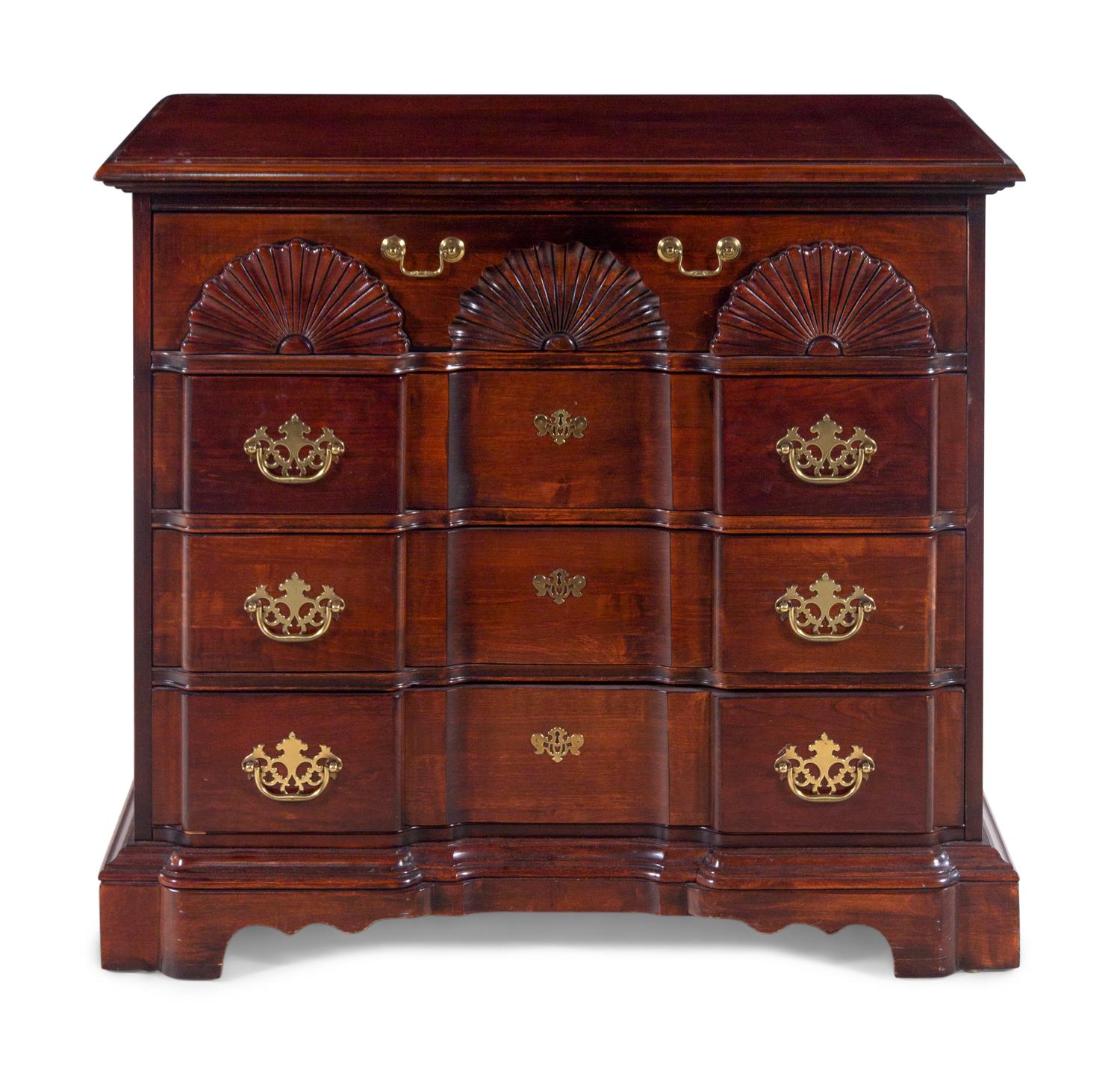 A Chippendale Style Block-and-Shell Carved Mahogany Chest of Drawers