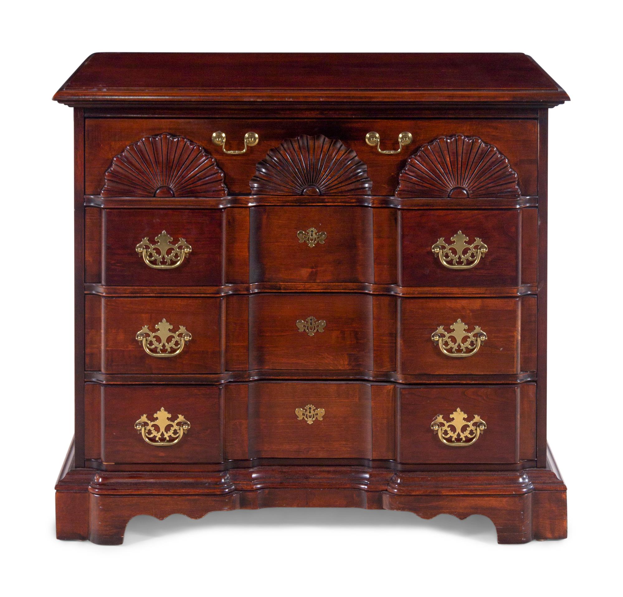 A Chippendale Style Block-and-Shell Carved Mahogany Chest of Drawers