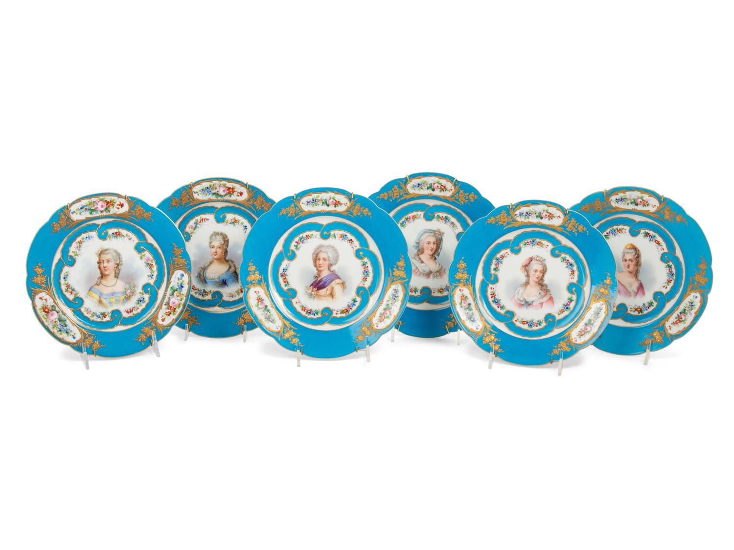 A Set of Twelve Sèvres Style Porcelain Plates