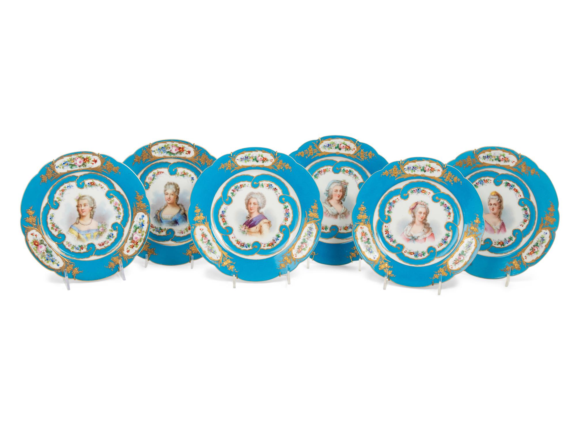 A Set of Twelve Sèvres Style Porcelain Plates