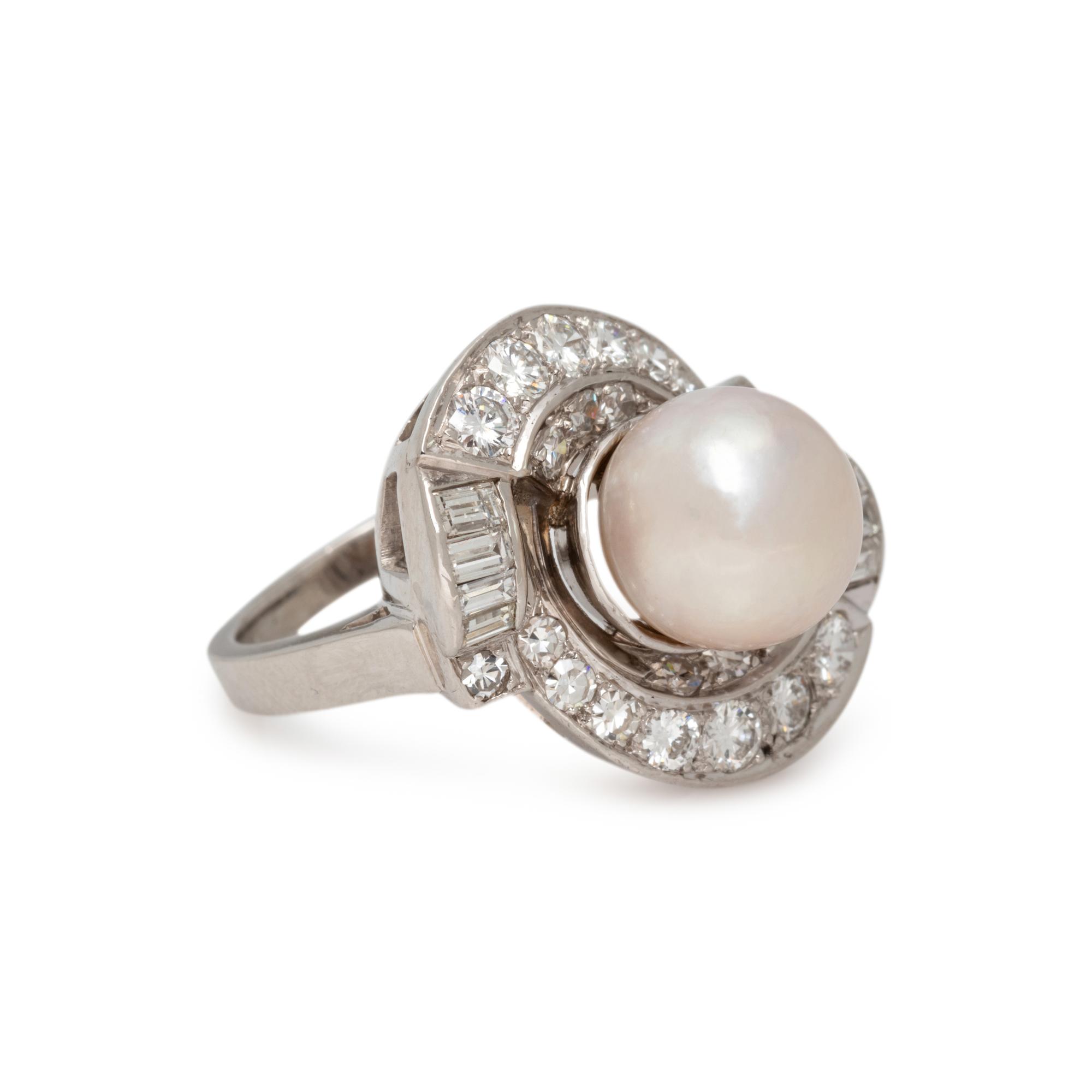 CULTURED PEARL AND DIAMOND RING