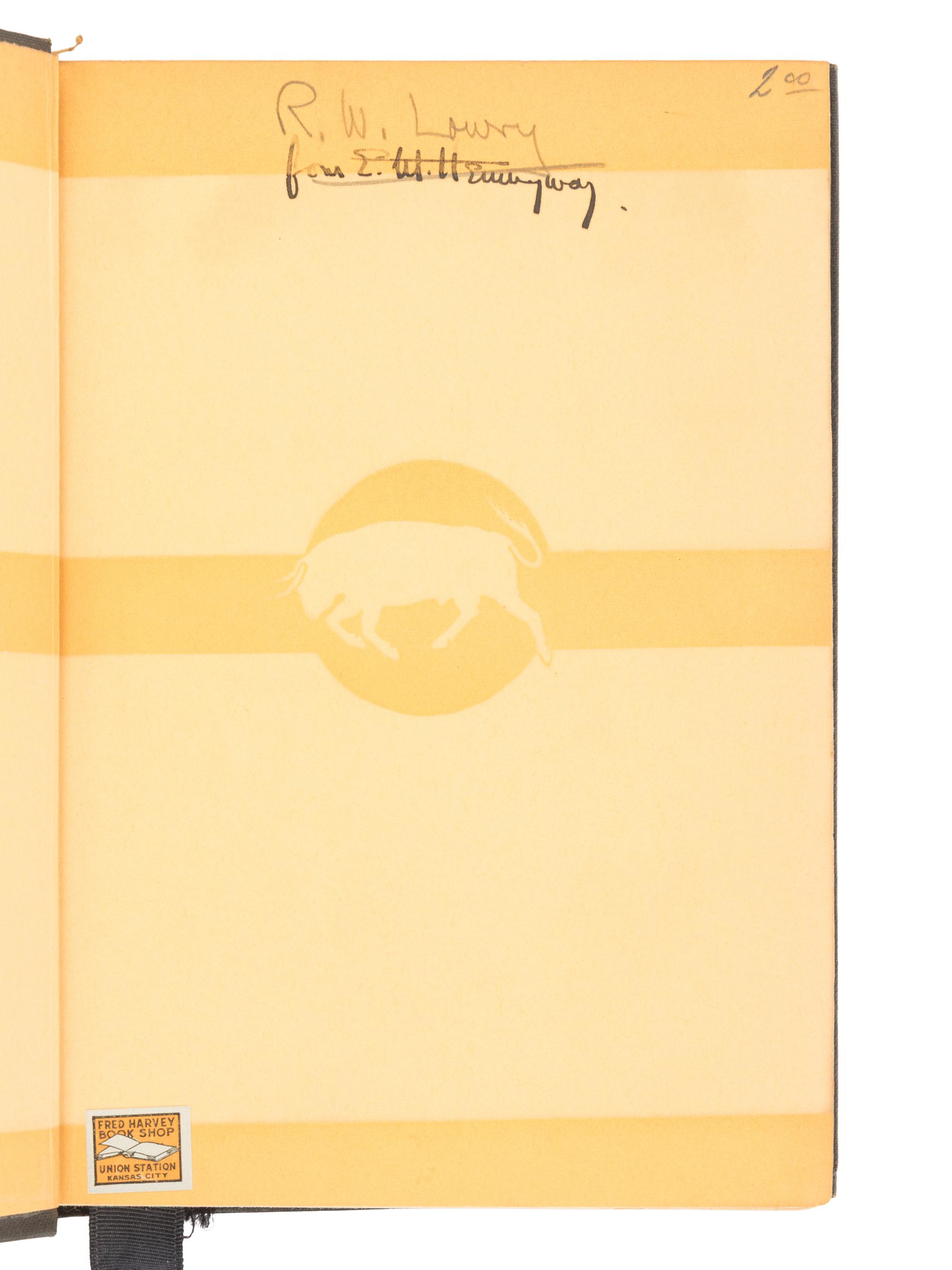 HEMINGWAY, Ernest (1899-1961). Men Without Women. New York: Charles Scribner's Sons, 1927.