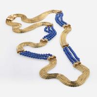 An 18K Gold Lapis Lazuli Multi-Strand Diamond Necklace Marsha Breslow