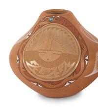 Polychrome Jar with Coral Beads, PLUS