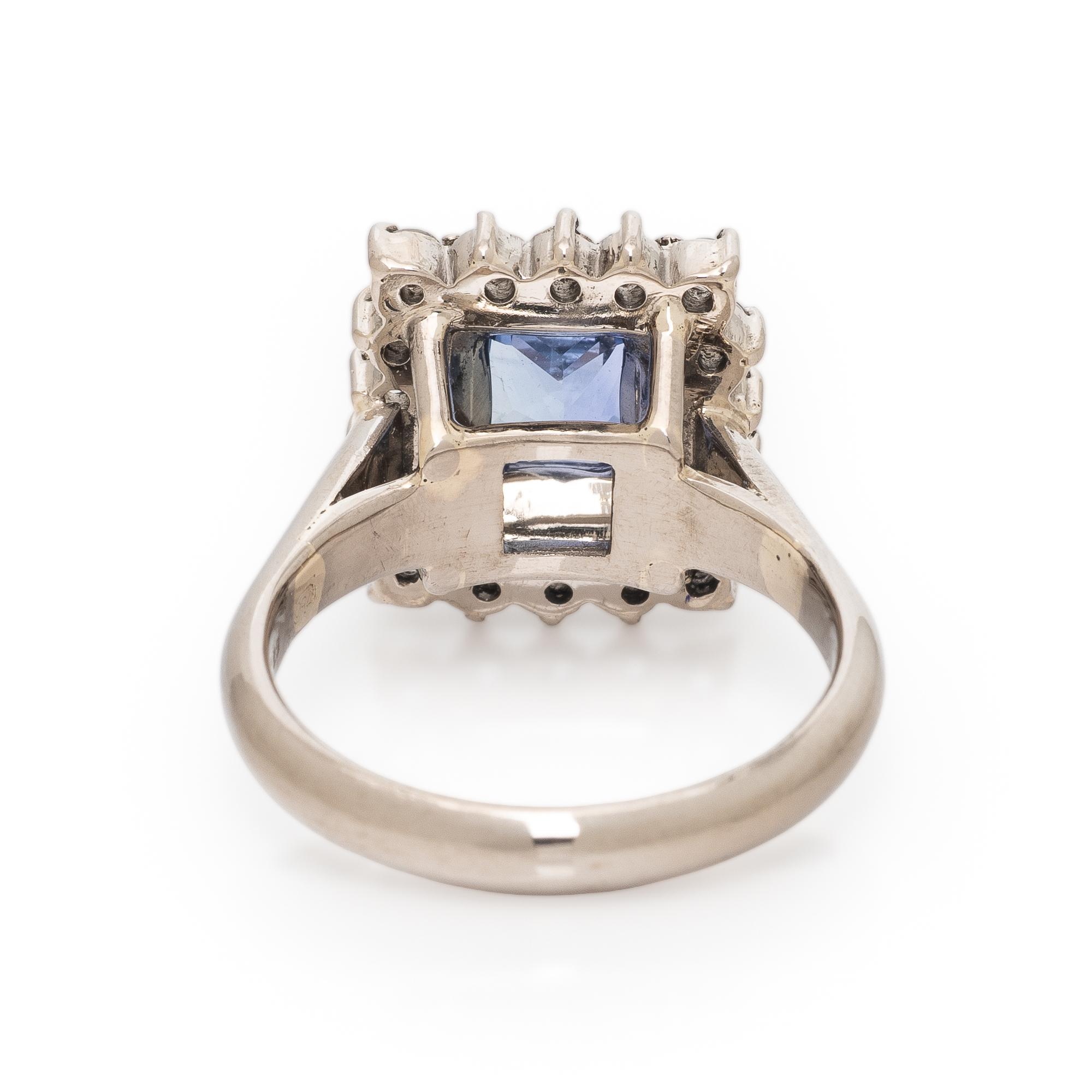 Ceylon Sapphire, Diamond, and White Gold Ring