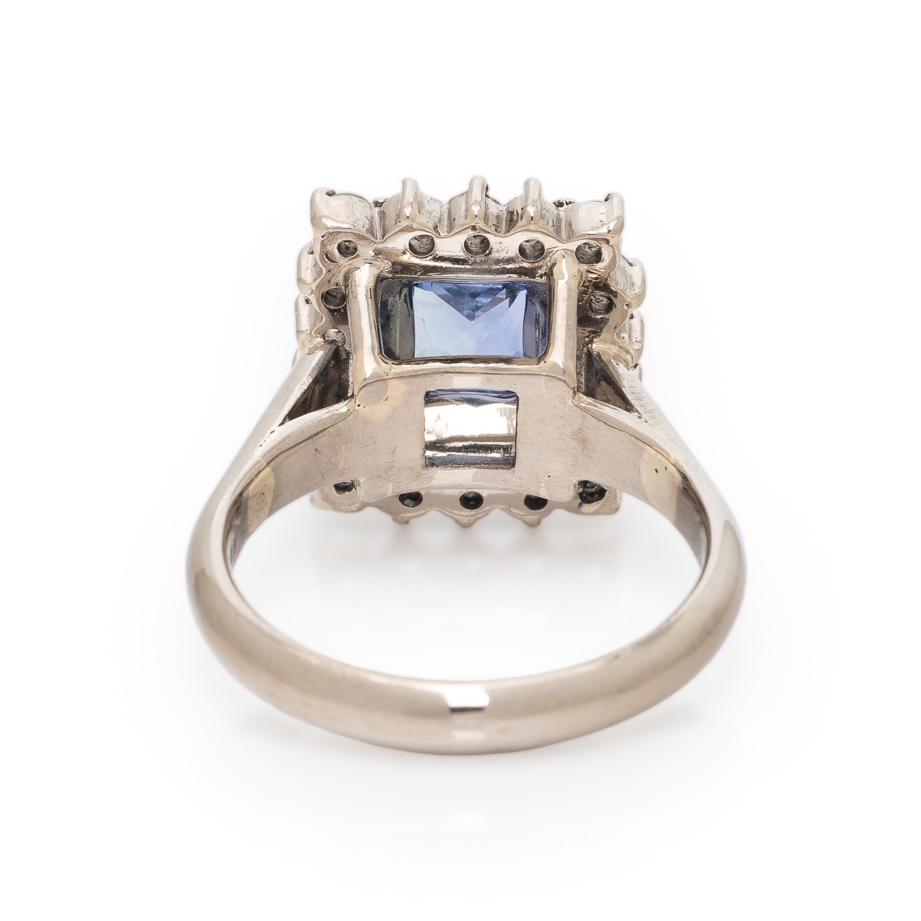 Ceylon Sapphire, Diamond, and White Gold Ring