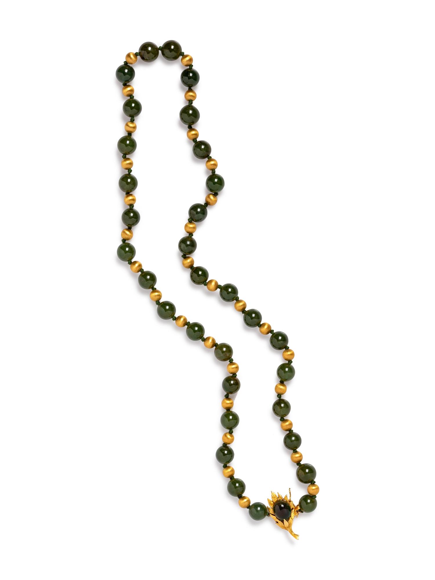 A 14 Karat Yellow Gold and Hardstone Necklace,