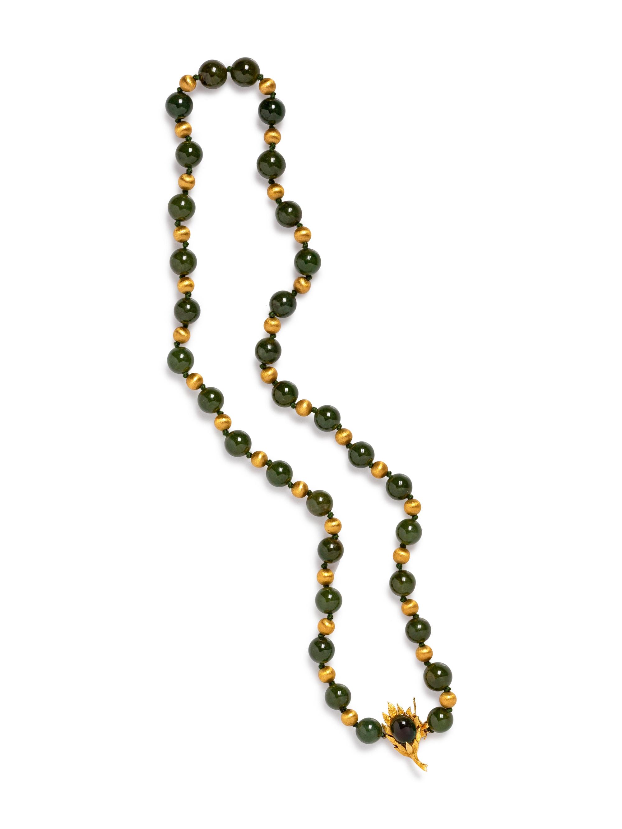 A 14 Karat Yellow Gold and Hardstone Necklace,
