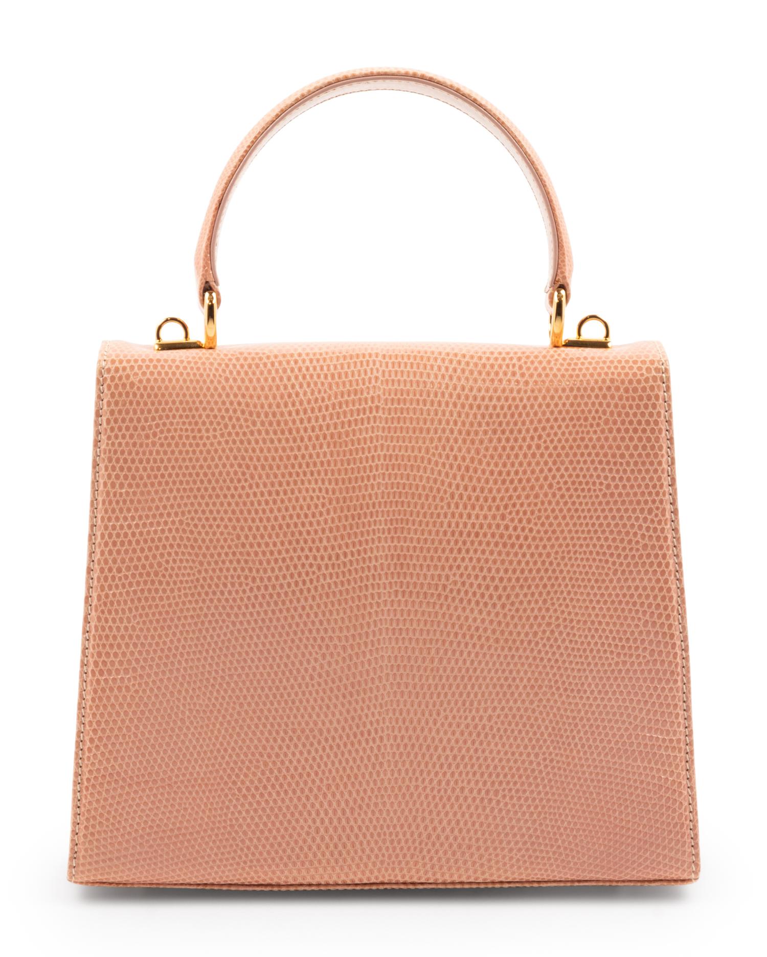Gucci Pink Lizard Front Lock Handbag
