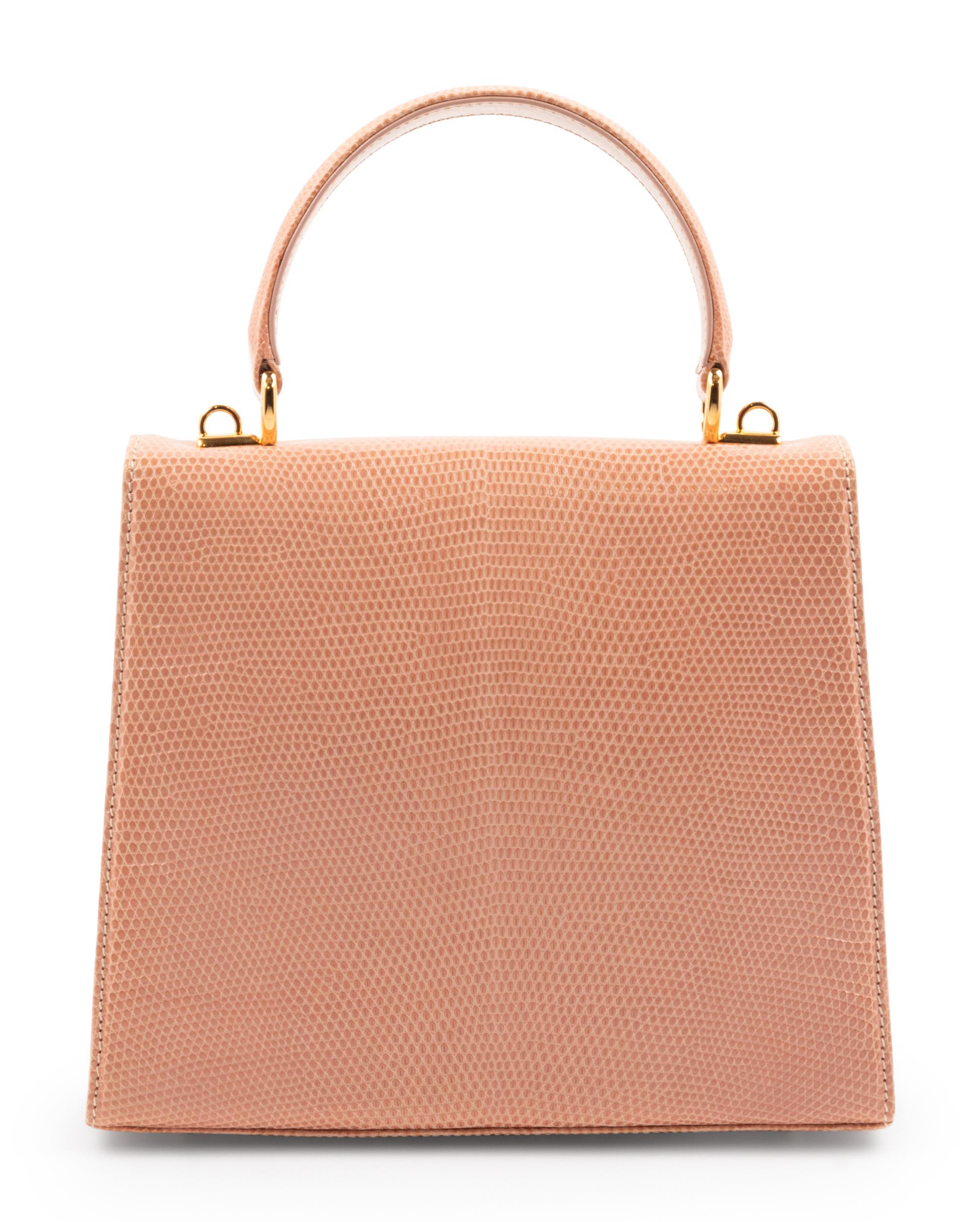 Gucci Pink Lizard Front Lock Handbag
