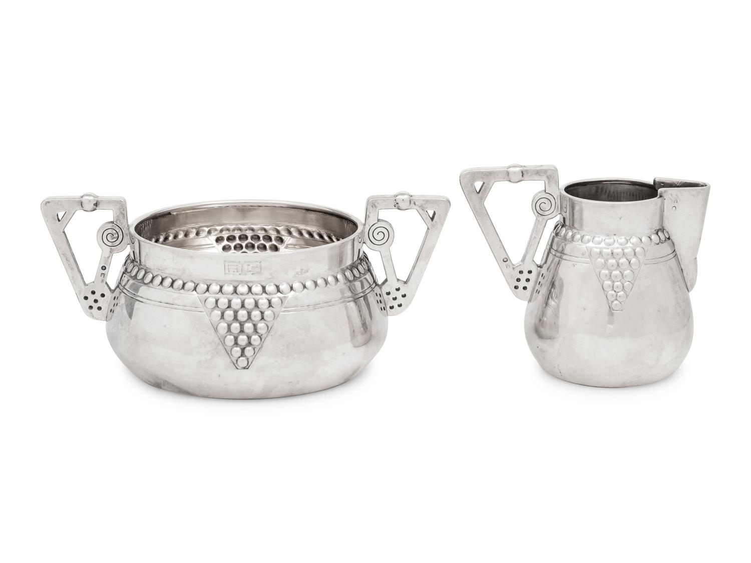 A Russian Silver Creamer and Sugar Bowl