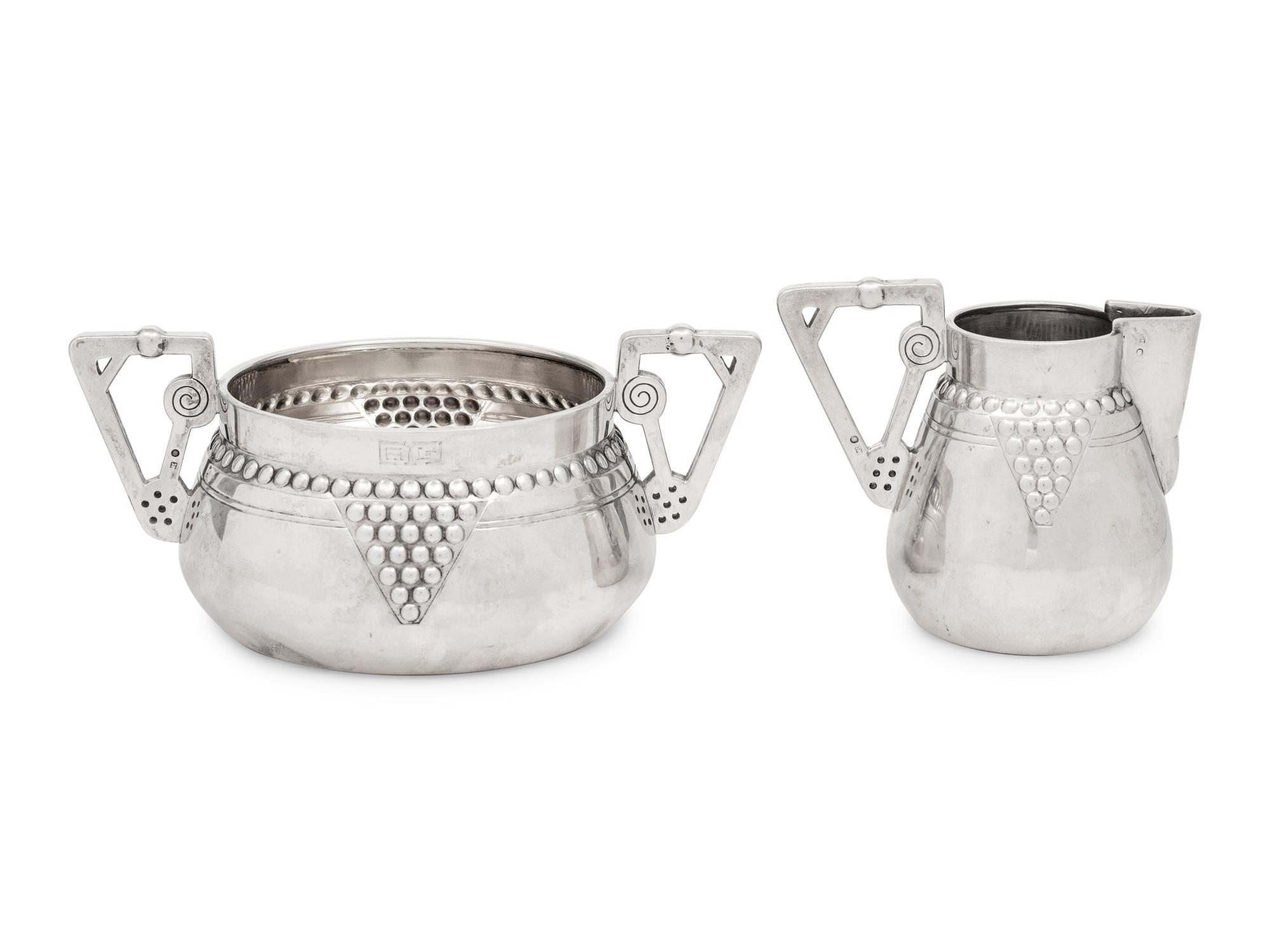 A Russian Silver Creamer and Sugar Bowl