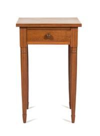 An American Mahogany Side Table Height 28 1/2 x width 18 x depth 17 5/8 inches.