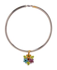 An 18 Karat Yellow Gold and Multigem Pendant/Necklace,