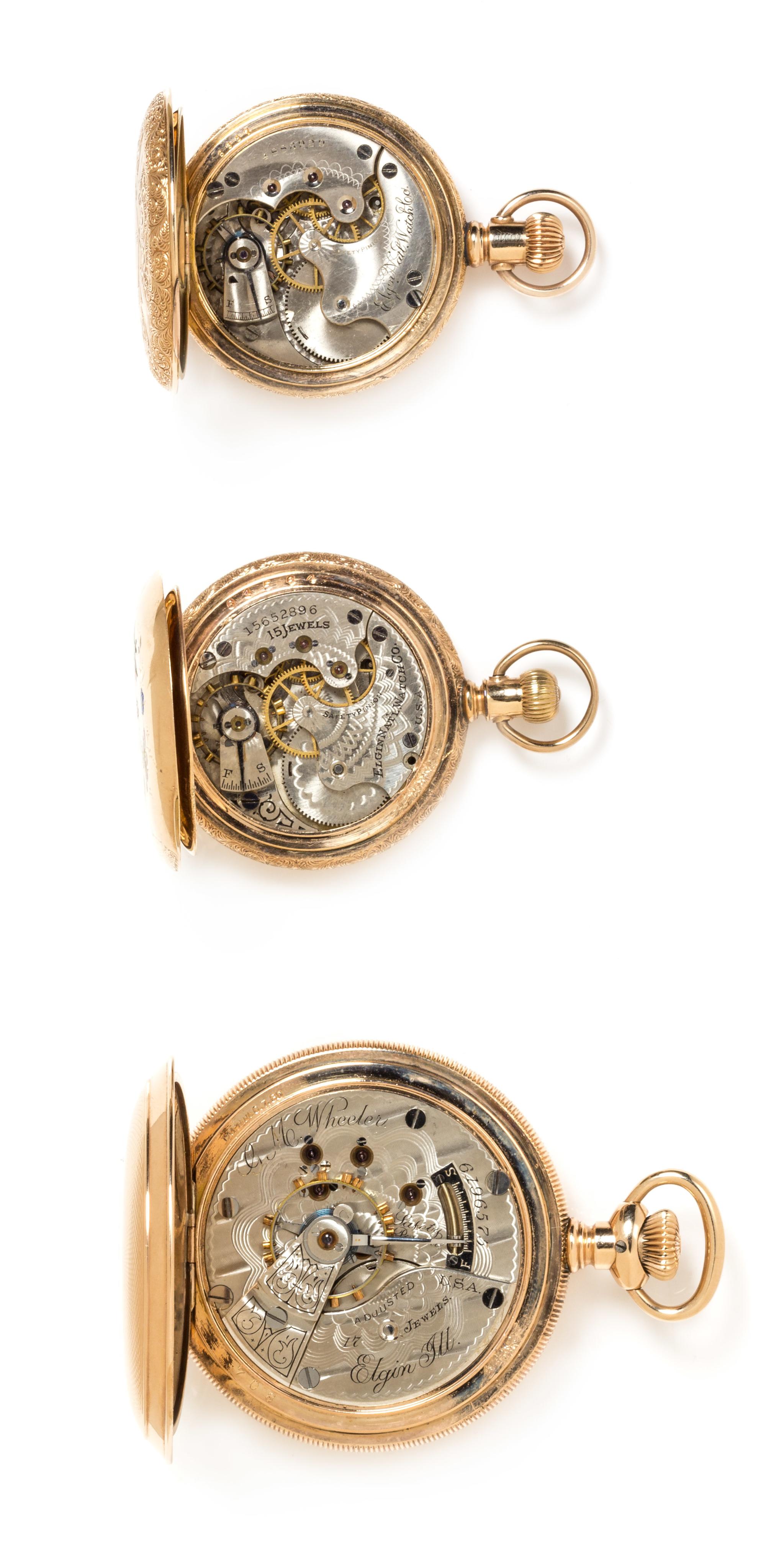 A Collection of Gold Filled Hunter Case Pocket Watches, Elgin, 165.10 dwts.
