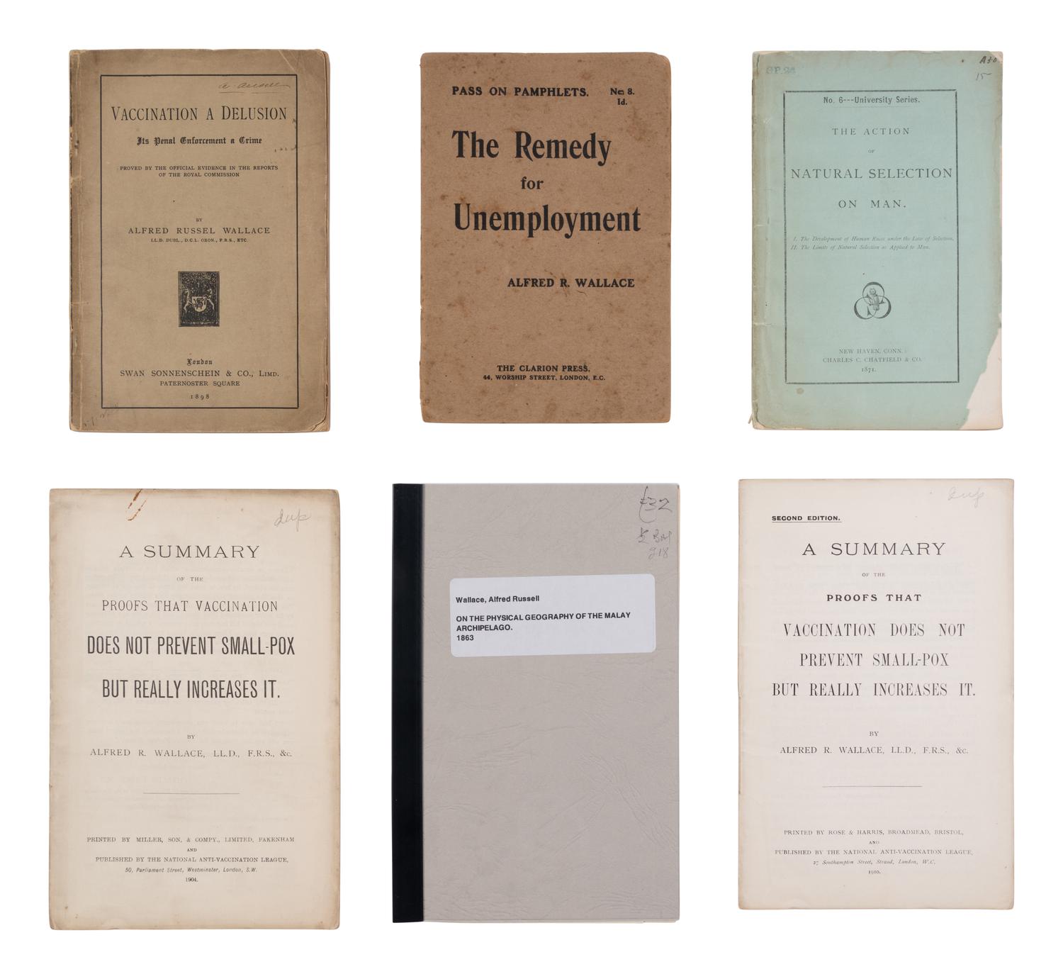 [NATURAL HISTORY]. WALLACE, Alfred Russel (1823-1913). A group of 7 pamphlets, MOST FIRST EDITIONS, comprising: