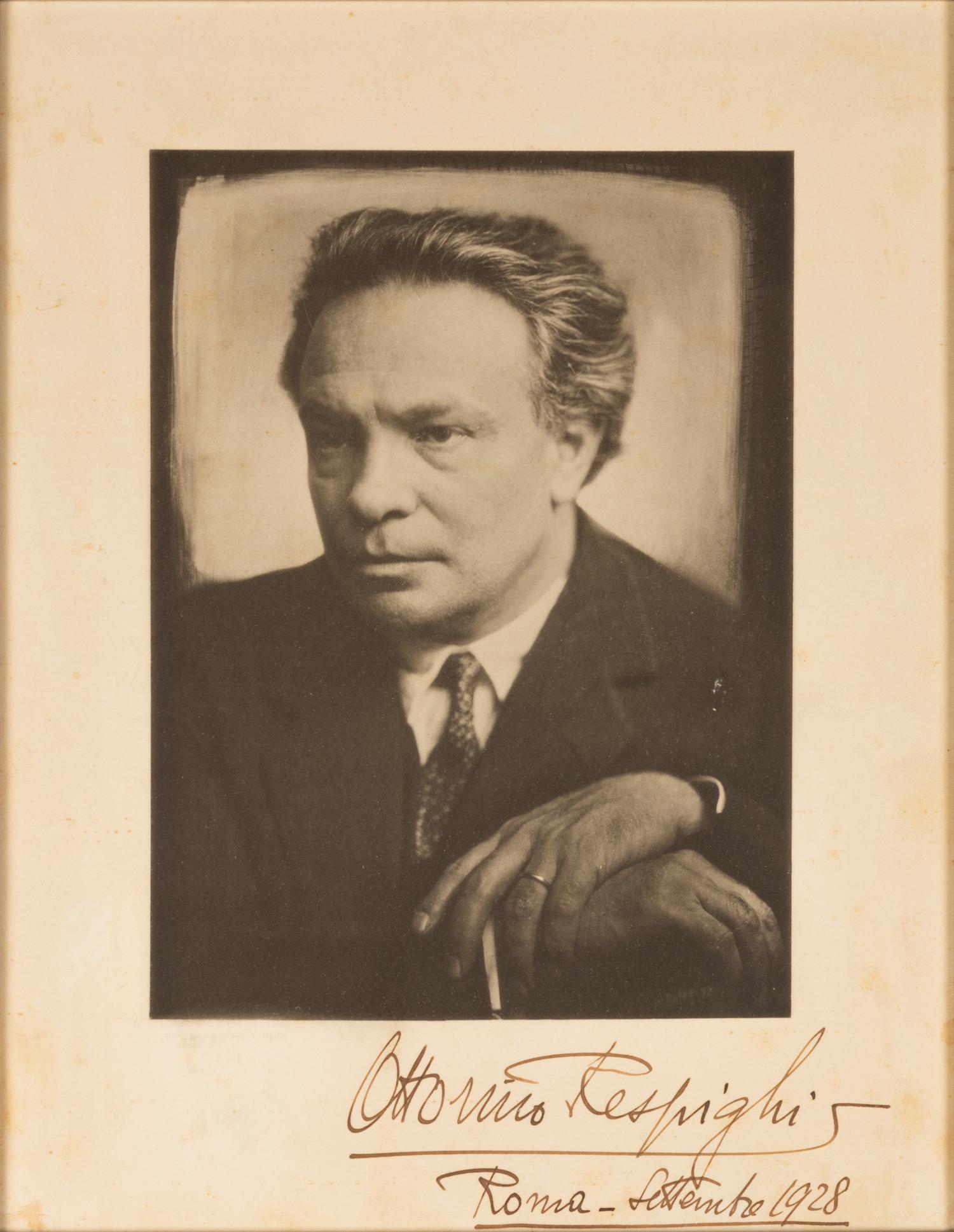 RESPIGHI, Ottorino (1879-1936). Photogravure, signed (“Ottorino Respighi”), Rome, September 1928.