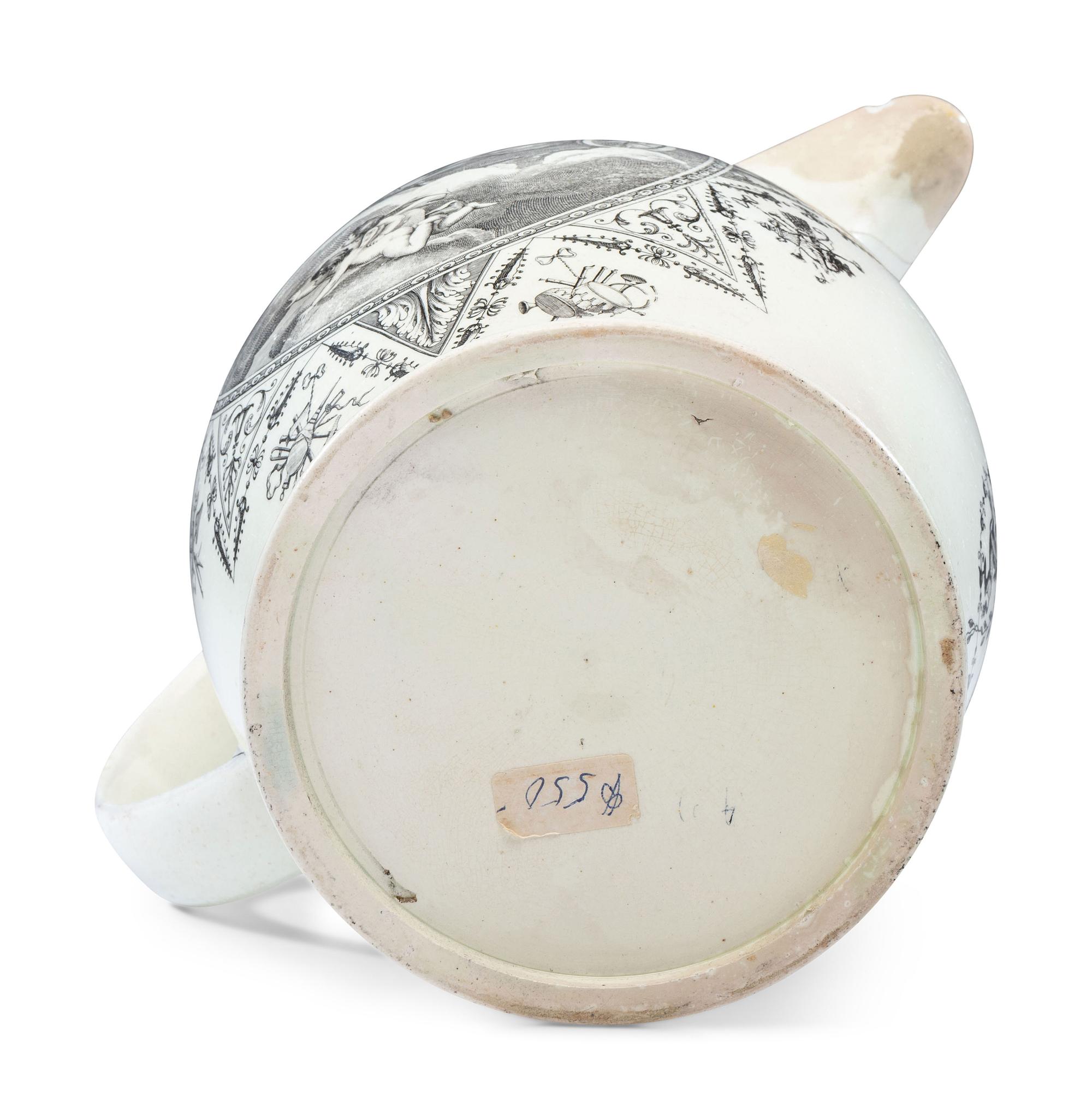 A Liverpool Transfer-Printed Creamware Pitcher with Apollo and Diana