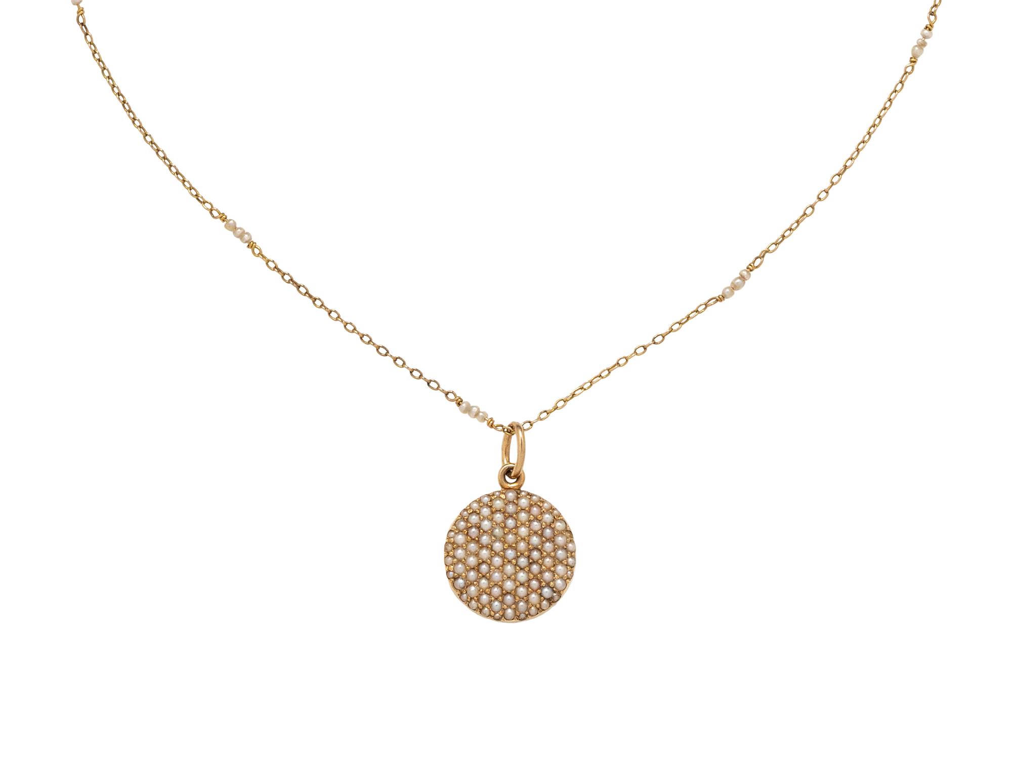 COLLECTION OF YELLOW GOLD AND SEED PEARL NECKLACES
