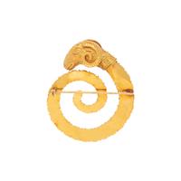 LALAOUNIS, YELLOW GOLD RAM BROOCH