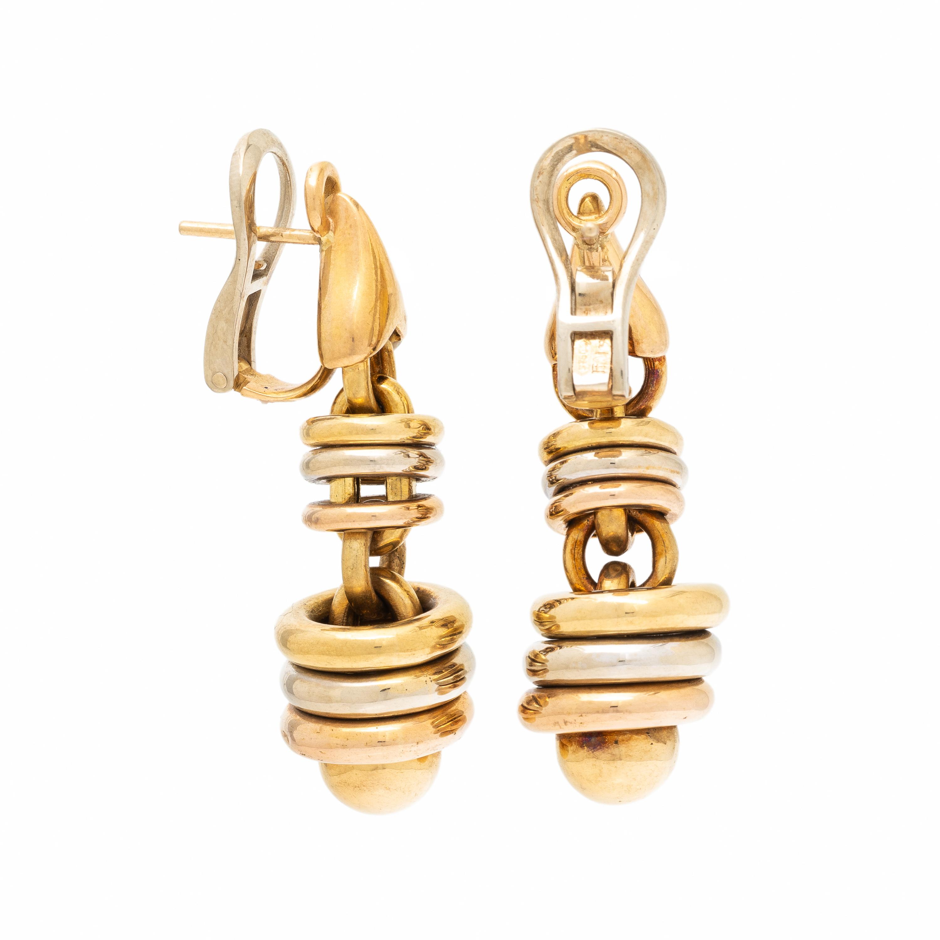 Tricolor Gold Earrings