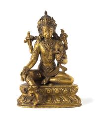 A Sino-Tibetan Gilt Bronze Figure of Bodhisattva Avalokitesvara