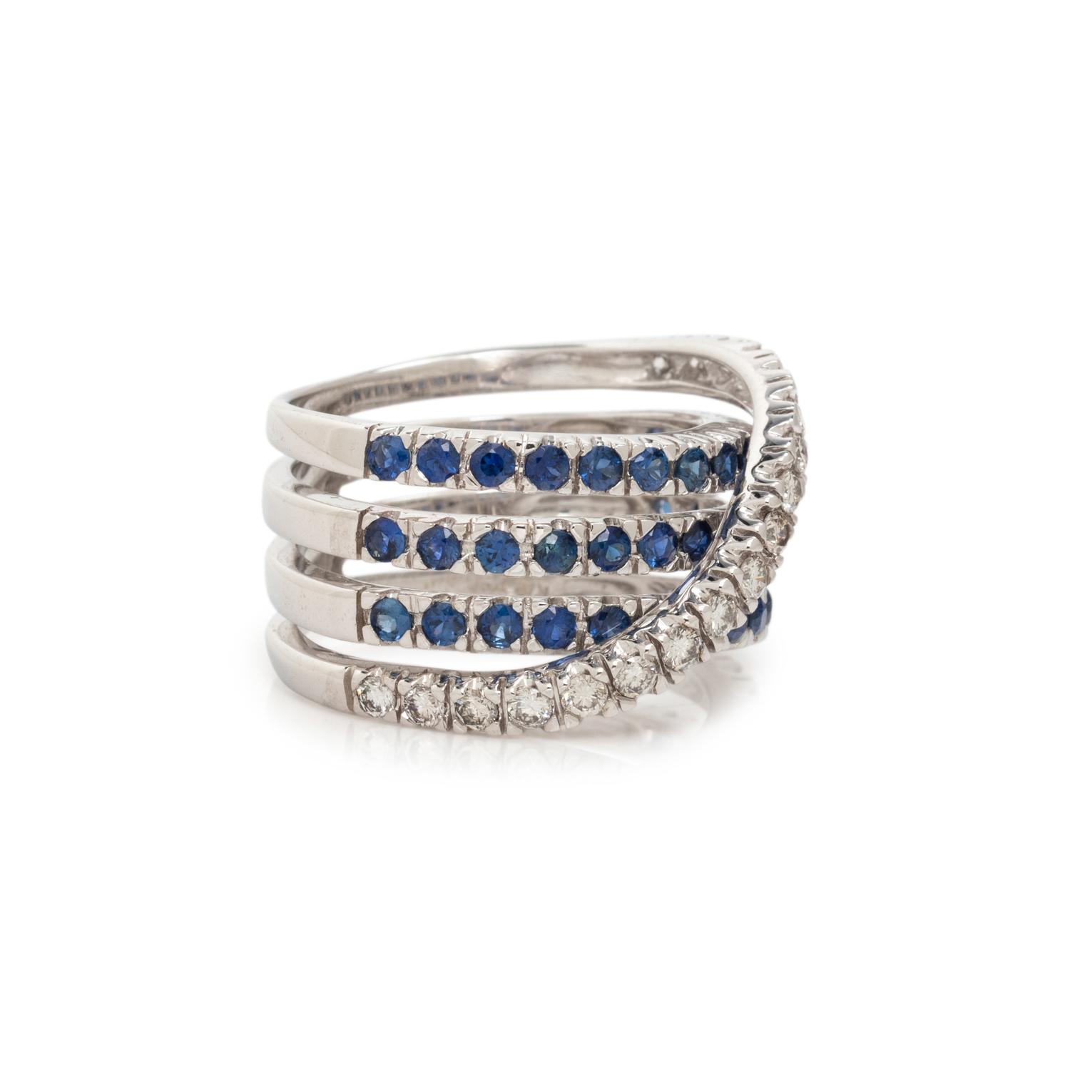SYNTHETIC SAPPHIRE AND DIAMOND RING