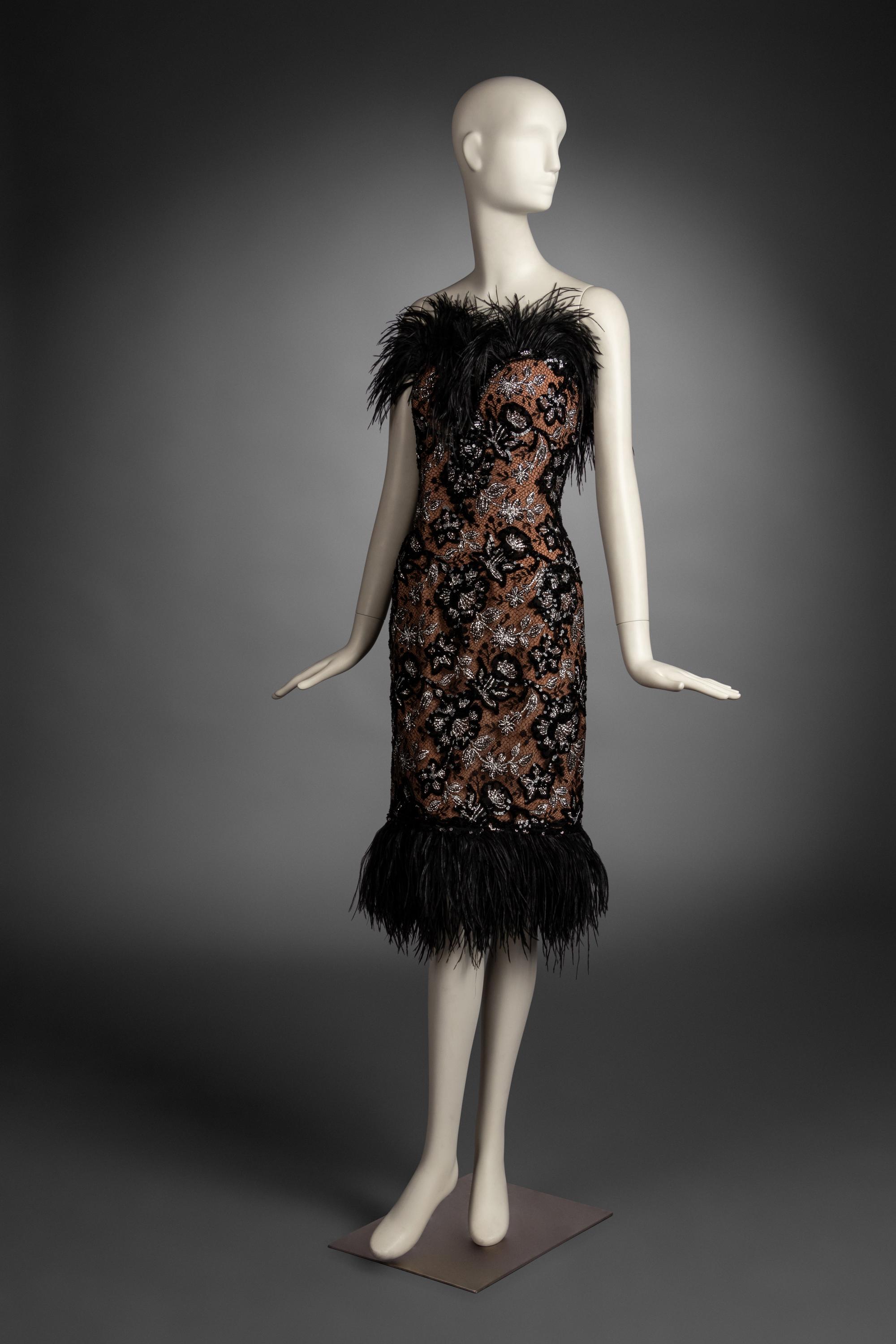 Bob Mackie Ostrich Feather Strapless Dress, 1980-90s